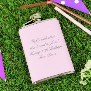 
                            Personalised Pink Hip Flask