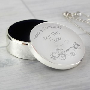 
                            Personalised Train My First Tooth Trinket Box