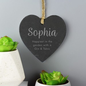 
                            Personalised Free Text Slate Heart Decoration