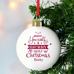 
                            Personalised Merry Little Christmas Bauble