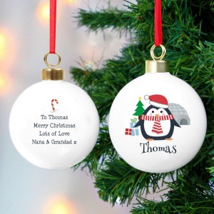 
                            Personalised Christmas Penguin Bauble