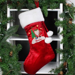 
                            Personalised Tartan Santa Luxury Red Stocking