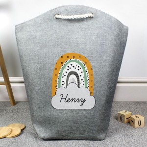 
                            Personalised Mustard & Green Rainbow Storage Bag