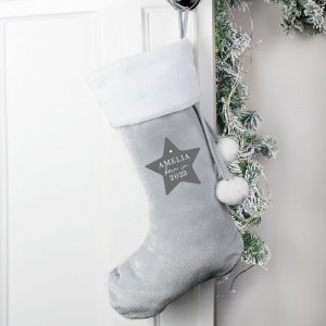 
                            Personalised Born In Luxury Silver Grey Stocking