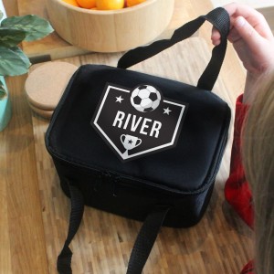 
                            Personalised Football Black Lunch Bag