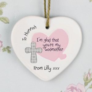 
                            Personalised Godmother Ceramic Heart Decoration
