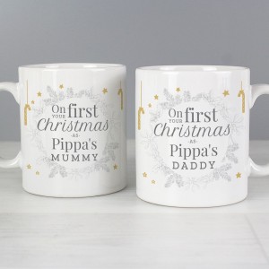 Personalised "On Your First Christmas As" Mug Set
