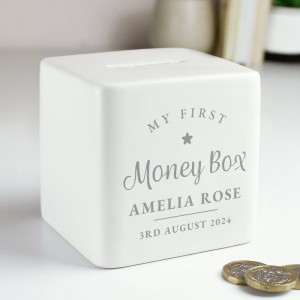 
                            Personalised My First Ceramic Square Money Box
