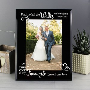 
                            Personalised Of All the Walks... Wedding 5x7 Black Glass Photo Frame