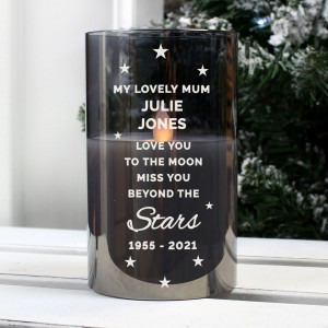 
                            Personalised Miss You Beyond The Stars Smoked Glass LED Candle