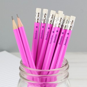 
                            Personalised Star Motif Pink Pencils