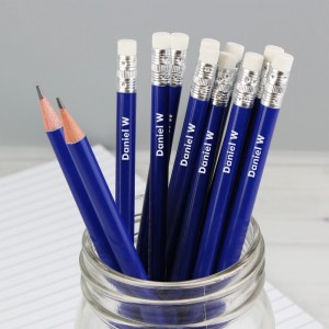 
                            Personalised Name Only Blue Pencils