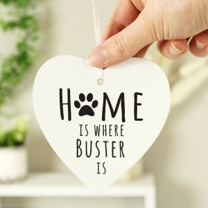 
                            Personalised "Home is Where" Pet Wooden Heart Decoration