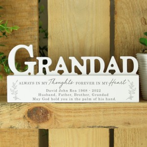 
                            Personalised In Loving Memory Wooden Grandad Ornament
