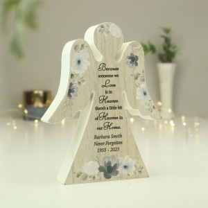 
                            Personalised Memorial Wooden Angel Ornament