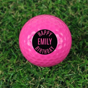 
                            Personalised Happy Birthday Pink Golf Ball