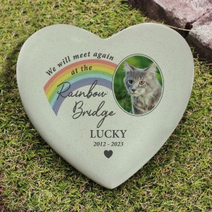 
                            Personalised Pet Rainbow Photo Upload Memorial Resin Heart