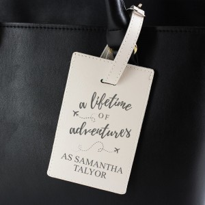 Personalised "Lifetime of Adventures" Cream Luggage Tag