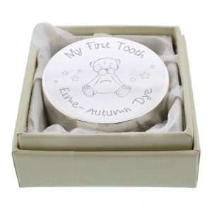 
                            Personalised Teddy My First Tooth Trinket Box