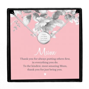 
                            Personalised Mum Sentiment Silver Tone Necklace and Box