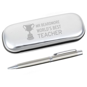 
                            Personalised Teacher Trophy Pen and Box Set