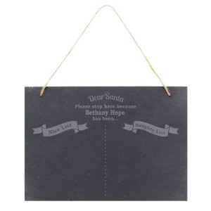 Personalised Christmas Naughty & Nice Hanging Large Slate Sign