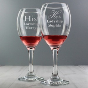 
                        Personalised His & Her Wine Glass Set