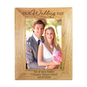 Personalised "Our Wedding Day" 5x7 Wooden Photo Frame
