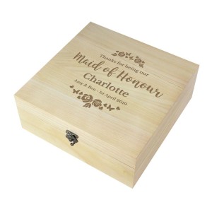 Personalised Any Role "Floral Watercolour Wedding" Large Wooden Keepsake Box