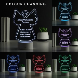 
                            Personalised Free Text Angel Memorial Colour Changing LED Light