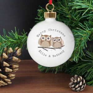 
                            Personalised Woodland Owl Bauble