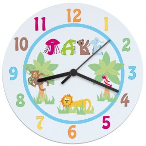 Personalised Blue Animal Alphabet Clock