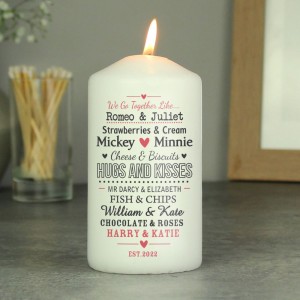
                            Personalised We Go Together Like.... Pillar Candle