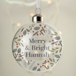 
                            Personalised Festive Christmas Glass Bauble