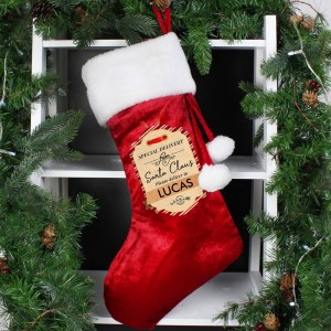 
                            Personalised Special Delivery Luxury Red Stocking