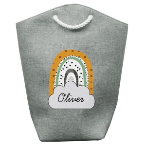 
                            Personalised Mustard & Green Rainbow Storage Bag