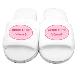 
                            Personalised Pink Oval Velour Slippers