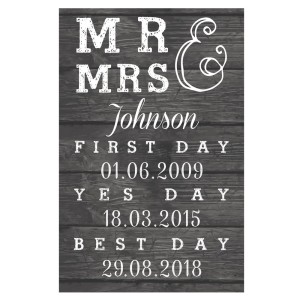
                            Personalised Mr & Mrs First Day Yes Day & Best Day Metal Sign