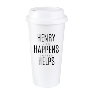 
                            Personalised Black Text Slogan Insulated Reusable Eco Travel Cup