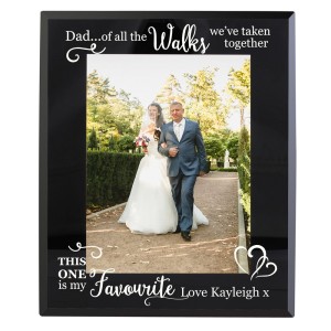 
                            Personalised Of All the Walks... Wedding 5x7 Black Glass Photo Frame