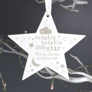
                            Personalised Twinkle Twinkle Wooden Star Decoration