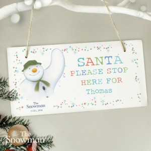 
                            Personalised The Snowman Let it Snow Santa Stop Here Wooden Sign