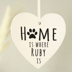
                            Personalised "Home is Where" Pet Wooden Heart Decoration