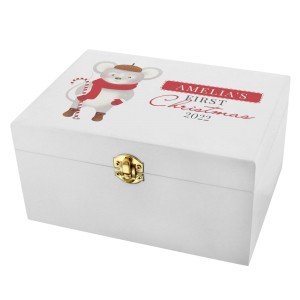 
                        Personalised "1st Christmas" Mouse White Wooden Keepsake Box