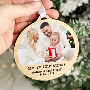 
                            Personalised Photo Upload Round Wooden Decoration