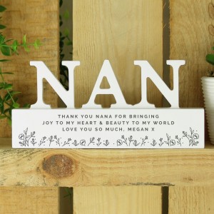 
                            Personalised Floral Wooden Nan Ornament