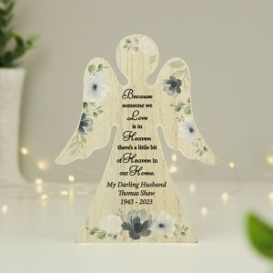 
                            Personalised Memorial Wooden Angel Ornament