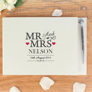 
                            Personalised Mr & Mrs Hardback Guest Book & Pen