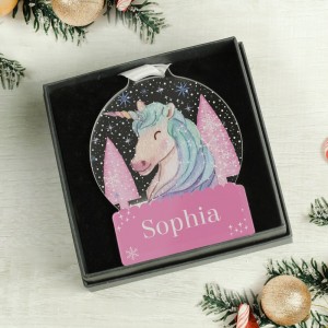 
                            Personalised Unicorn Acrylic Snowglobe Decoration