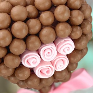 
                            Personalised Pink Roses Malteser Heart Tree - 35cm